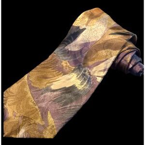 Hardy Aimies Saville Row London Tie Purple Gold Abstract Organic Design 55"x4"